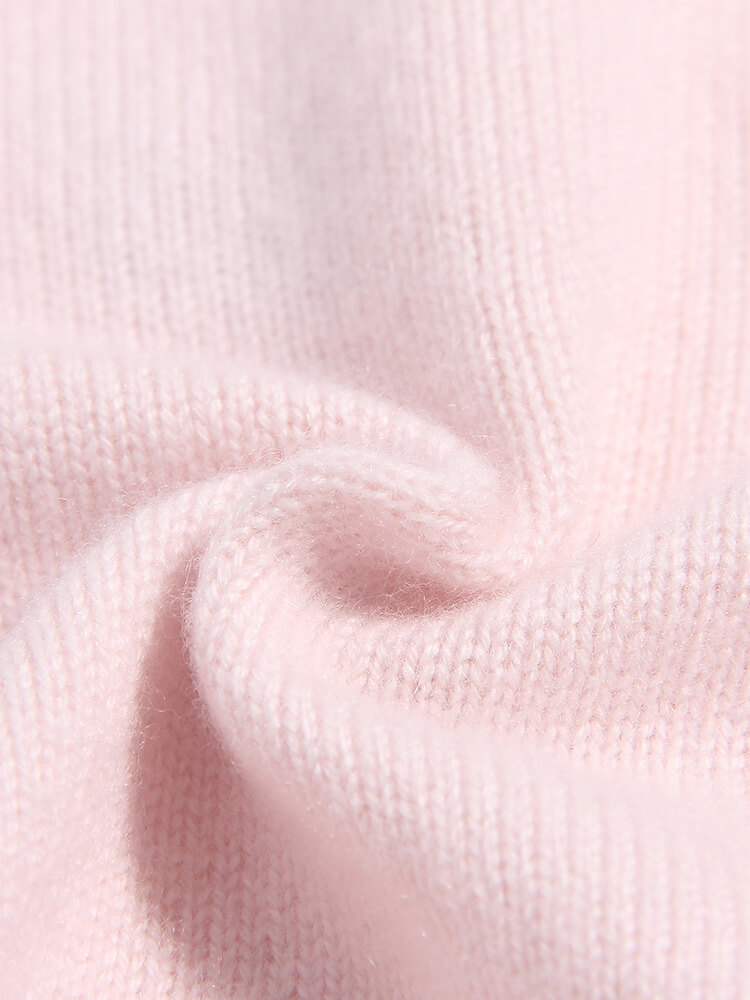 Pink Rose Embroidered Girls Cozy Cable Knit Cashmere Sweater